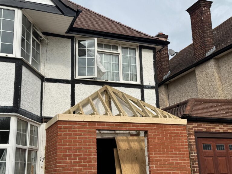 new porch with structure and tiles